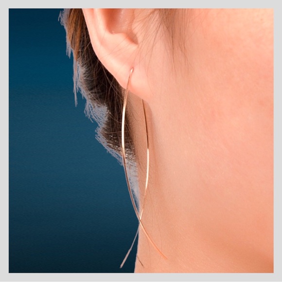 Gold Minimalist Hoop Earrings - Picture 4 of 5